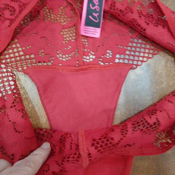 FREE WITH PURCHASE red nwot lace fishnet brazilian cheeky panties - Picture 5 of 6